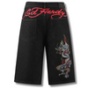 ED HARDY MENS BATTLE-DRAGON DIAMANTE DENIM JORTS SHORTS - BLACK