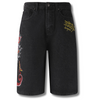 ED HARDY MENS DEVIL MERMAID DENIM JORTS SHORTS - BLACK