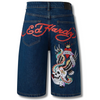 ED HARDY MENS NYC SKULL DENIM JORTS SHORTS - INDIGO