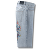 ED HARDY MENS BATTLE-DRAGON DIAMANTE DENIM JORTS SHORTS - BLEACH