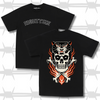 traditional tattoo panther with skull and cross bones t-shirt