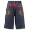 ED HARDY MENS SEVER SNAKE DIAMANTE DENIM JORTS SHORTS - INDIGO