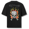 ED HARDY SKULL FLAME DIAMANTE TSHIRT - BLACK