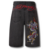 ED HARDY MENS BATTLE DRAGON DENIM JORTS SHORTS - WASHED BLACK