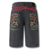 ED HARDY MENS BLACK SNAKE DENIM JORTS SHORTS - GREY