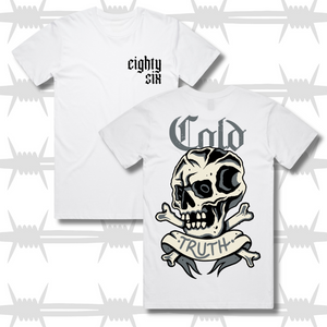 cold truth large skull graphic tattoo t-shirt