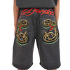 ED HARDY MENS BLACK SNAKE DENIM JORTS SHORTS - GREY