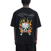 ED HARDY SKULL FLAME DIAMANTE TSHIRT - BLACK