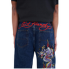 ED HARDY MENS BATTLE DRAGON DENIM JORTS SHORTS - INDIGO