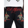 ED HARDY MENS SEVER SNAKE DIAMANTE DENIM JORTS SHORTS - BLACK