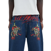 ED HARDY MENS SEVER SNAKE DIAMANTE DENIM JORTS SHORTS - INDIGO