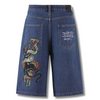 ED HARDY MENS PANTHER SNAKE DIAMANTE DENIM JORTS SHORTS - INDIGO