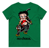 No Chaos Betty  Panther Kids Tee Green & White