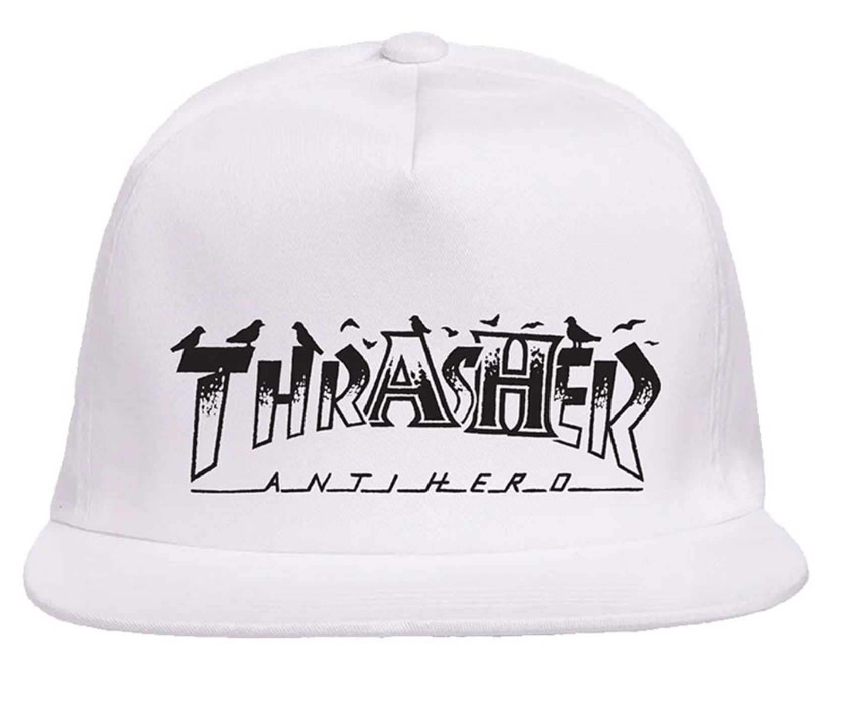 THRASHER X ANTI-HERO MAG BANNER TRUCKER HAT ORANGE CAMO
